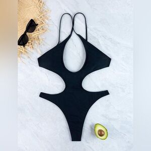 Shein one piece thong cutout bikini